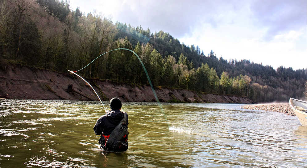 Greg Spey casting for Steelhead